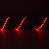 LYYT 12V Red LED Strip Light by AVSL shown in three illuminated waves against a dark surface, casting red light with IP65-rated 60 LEDs per metre.
