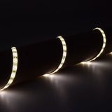 LYYT 12V SMD2835 LED strip light wrapped around a dark cylindrical form, emitting warm white 3000K light along the flexible IP65 tape.