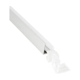 LYYT 90° arc corner LED profile by AVSL, 1m aluminium surface-mount extrusion with frosted diffuser and white end cap bracket, on a white background.