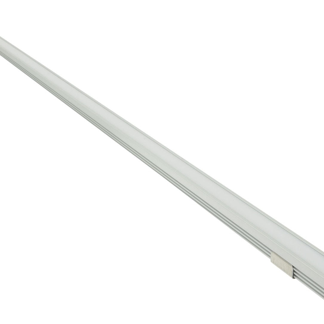 AVSL LYYT deep section surface mount LED profile, 1m silver anodised aluminium extrusion with frosted diffuser, shown diagonally on a white background.