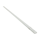 LYYT shallow section 1m surface-mount LED profile in aluminium with snap-fit white diffuser and end cap, shown diagonally on a plain white background.