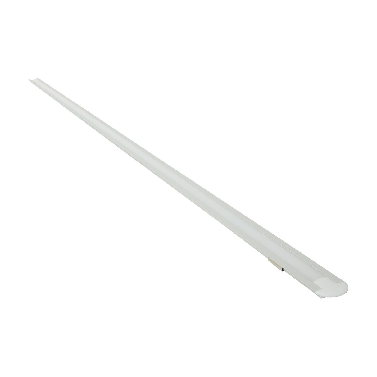 LYYT 1m recessed LED strip profile in mill-grade silver aluminium with snap-fit polycarbonate diffuser, shown diagonally on a plain white background.