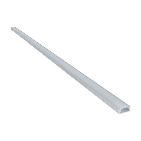 LYYT Short Crown 1m surface mount LED profile with frosted polycarbonate diffuser and silver aluminium channel, shown diagonally on a white background.