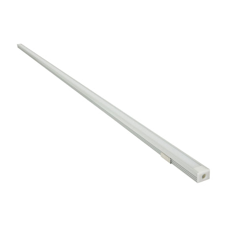 LYYT 2m deep section surface mount LED profile in silver aluminium with opal polycarbonate diffuser and white end cap, shown on a plain background.