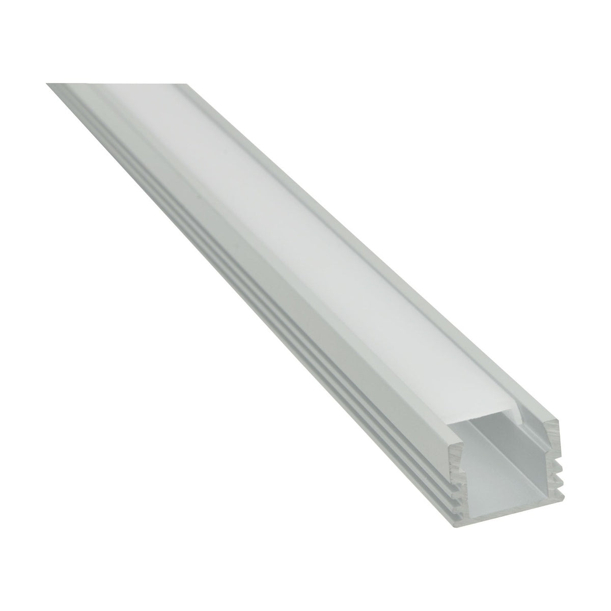 LYYT 2m deep section surface mount LED profile by AVSL, silver aluminium extrusion with opal polycarbonate diffuser, shown on a plain white background.
