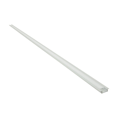 LYYT 2m recessed LED strip profile in silver aluminium with an 11mm snap-fit diffuser, shown diagonally on a plain white background.