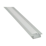 LYYT 2m recessed LED strip profile in silver aluminium with 11mm snap-fit white diffuser and side flanges, shown diagonally on a white background.