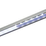 LYYT 45° surface mount LED corner profile by AVSL, aluminium extrusion with illuminated LED strip behind a clear diffuser, shown at an angled close-up.