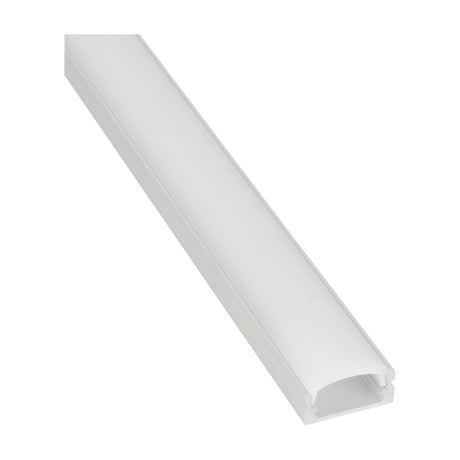 LYYT Short Crown 2m surface mount aluminium LED profile with frosted crowned diffuser, shown diagonally on a plain white background.