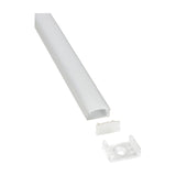 LYYT Short Crown 2m surface mount LED profile with frosted crowned diffuser, end cap, and clear mounting bracket shown on a white background.