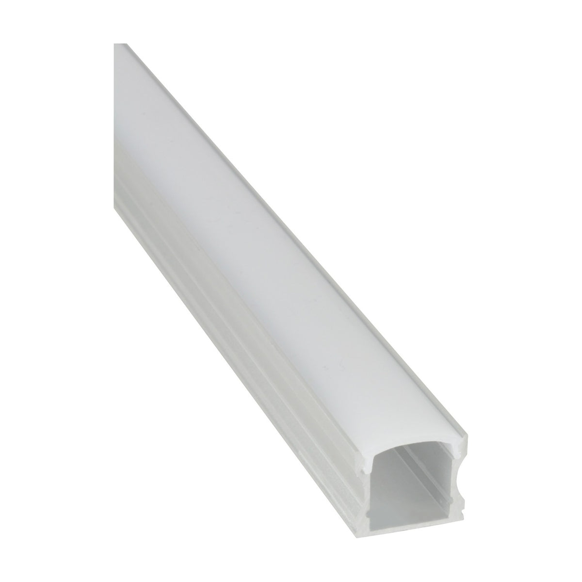 LYYT Tall Crown 2m surface-mount aluminium LED profile with frosted crowned diffuser, shown diagonally on a plain white background.