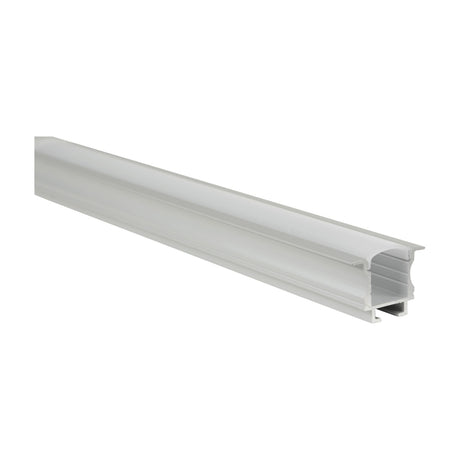 LYYT recessed T-style LED strip profile in silver aluminium with white diffuser, 1m length, shown at an angle on a plain white background.