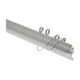 LYYT 1m recessed T-style LED strip profile in extruded aluminium with spring clips and white diffuser edge, shown on a plain background.