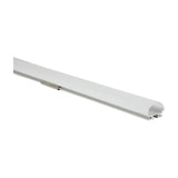 LYYT D Section 2m surface mount LED profile in aluminium with semi-circular polycarbonate diffuser clipped into the extrusion, shown on a white background.
