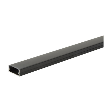 LYYT Wide Crown 1m surface-mount aluminium LED profile in black anodised finish with crowned diffuser, shown at an angle on a plain white background.