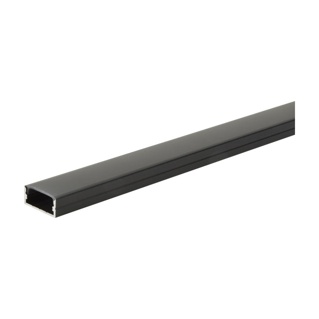 LYYT Wide Crown 1m surface-mount aluminium LED profile in black anodised finish with crowned diffuser, shown at an angle on a plain white background.