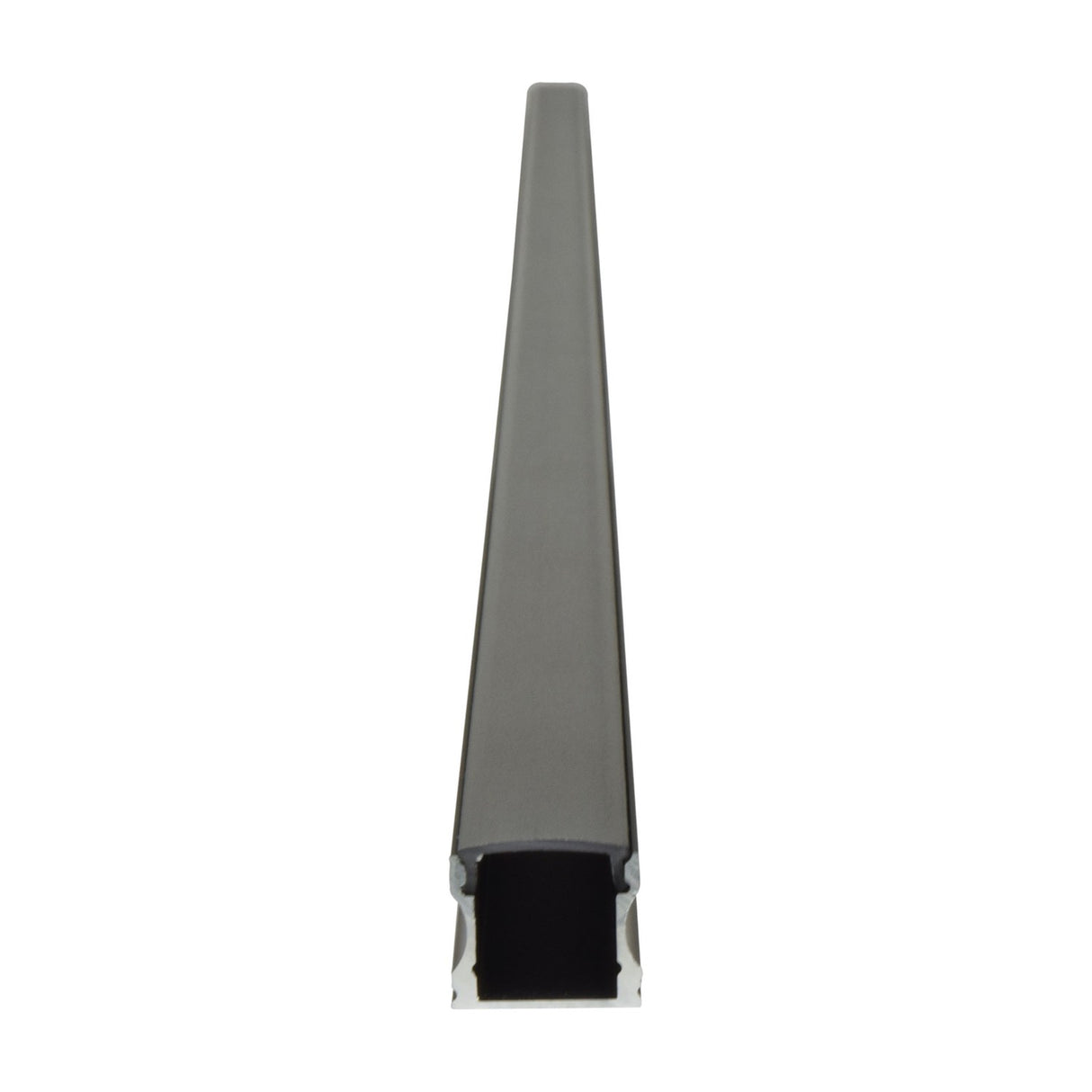 LYYT Tall Crown 2m surface mount LED profile in black anodised aluminium with curved crowned diffuser, shown upright against a plain white background.
