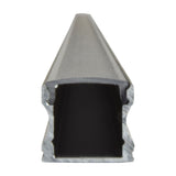 End view of LYYT Tall Crown 2m surface mount LED profile showing black aluminium extrusion with crowned diffuser and rectangular internal channel.