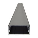 LYYT Wide Crown 2m surface-mount LED profile in black anodised aluminium with frosted diffuser, end-on view showing the 24mm channel and recess.