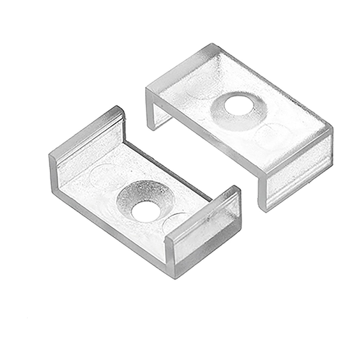 Two LYYT wide crown profile mounting clips by AVSL, U-shaped spring steel brackets with central fixing apertures, shown on a plain white background.