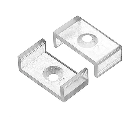 Two LYYT wide crown profile mounting clips by AVSL, U-shaped spring steel brackets with central fixing apertures, shown on a plain white background.