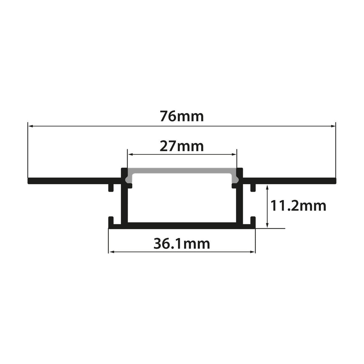 LYYT Aluminium Wide Flush Plaster-in LED Tape Profile 1m
