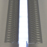 Close-up of the LYYT Aluminium Plaster-in LED Tape Profile 2m by AVSL, showing perforated side flanges and central white diffuser channel.