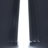 Close-up of the LYYT Aluminium LED Tape Profile Wide Plaster-in 2m by AVSL, showing the illuminated white diffuser between two perforated aluminium edges.