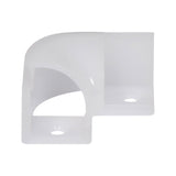 LYYT 90° Arc corner connector for LED strip profiles in translucent white polycarbonate, shown from the side on a plain white background.