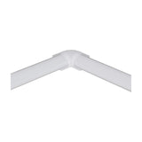 LYYT 90° Arc corner connector joining two white translucent LED strip profiles at a right angle, shown on a plain white background.