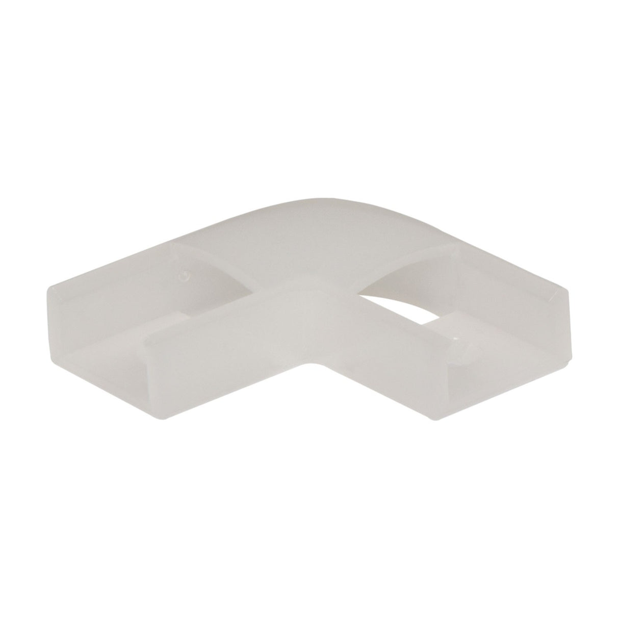 LYYT translucent polycarbonate 90-degree corner connector for Short Crown LED profile, shown on a plain white background.