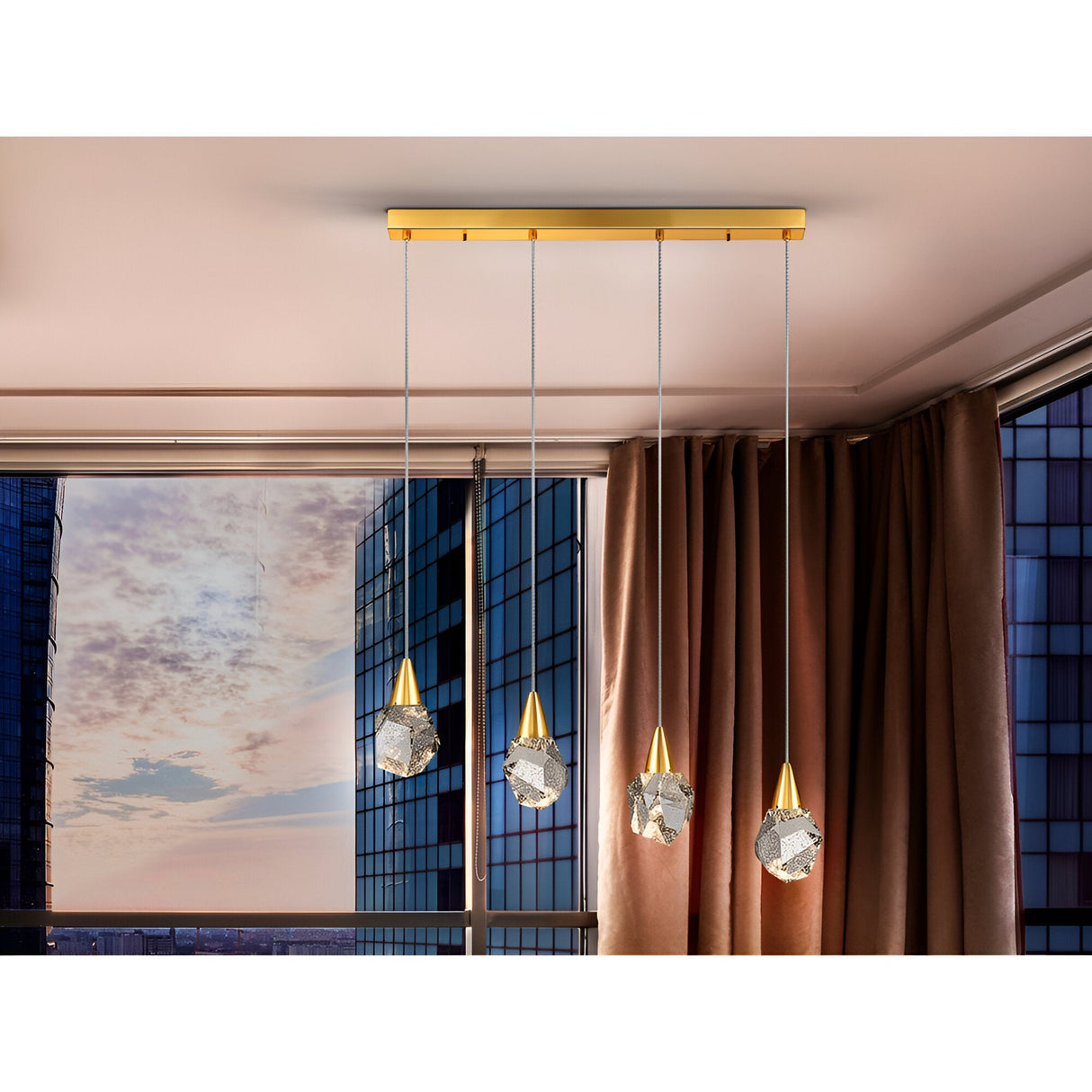 Aquaria 4 Light LED Glass Bar Pendant 4W 3000K - Matte Gold