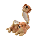 Pair of Puppies Metal Trinket Box with Hinged Lid - Brown