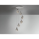 Aquaria 6 Light LED Glass Custer Pendant 24W 3000K - Chrome/Transparent