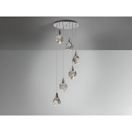Aquaria 6 Light LED Glass Custer Pendant 24W 3000K - Chrome/Transparent