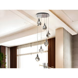 Aquaria 6 Light LED Glass Custer Pendant 24W 3000K - Chrome/Transparent