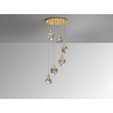 Aquaria 6 Light LED Glass Custer Pendant 24W 3000K - Matte Gold/Transparent