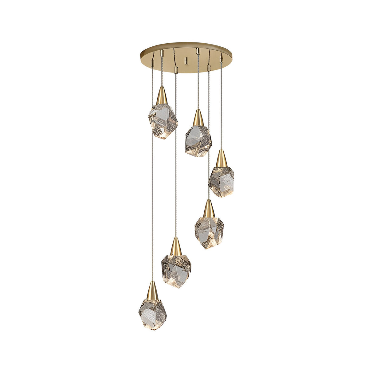Aquaria 6 Light LED Glass Custer Pendant 24W 3000K - Matte Gold/Transparent