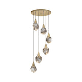 Aquaria 6 Light LED Glass Custer Pendant 24W 3000K - Matte Gold/Transparent