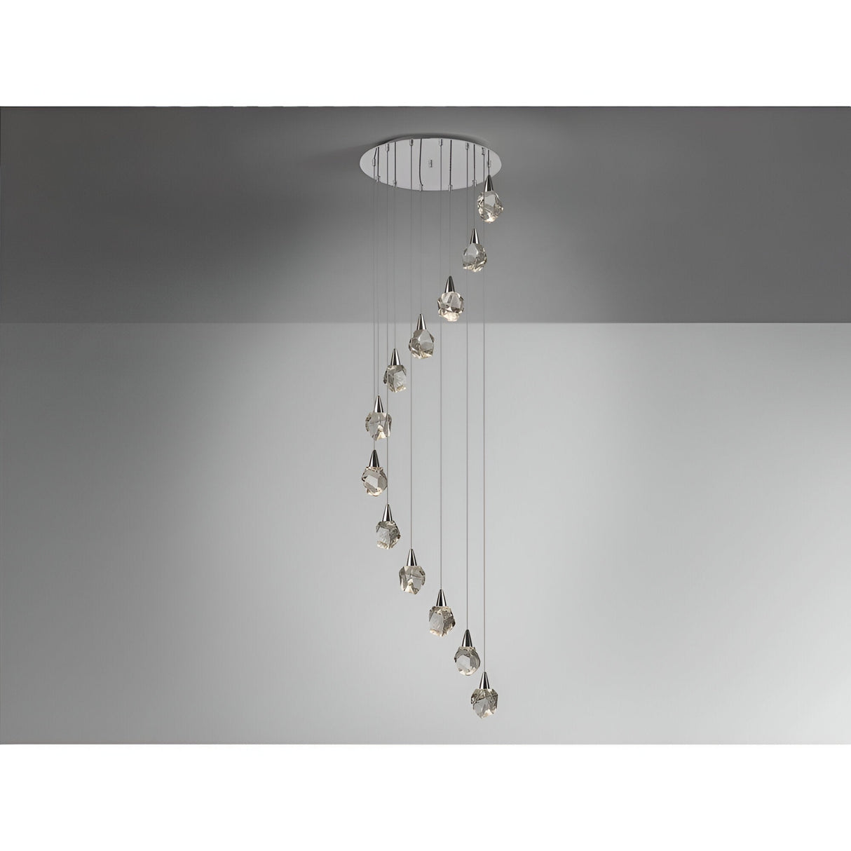 Aquaria 12 Light LED Glass Custer Pendant 80W 3000K - Chrome/Transparent