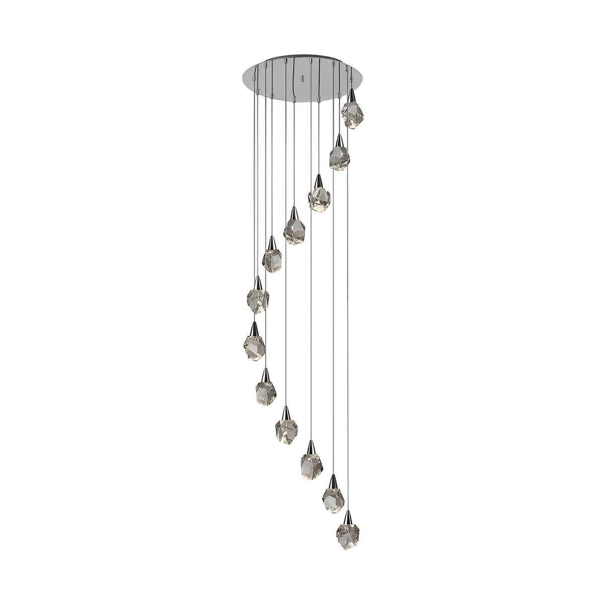 Aquaria 12 Light LED Glass Custer Pendant 80W 3000K - Chrome/Transparent