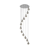 Aquaria 12 Light LED Glass Custer Pendant 80W 3000K - Chrome/Transparent