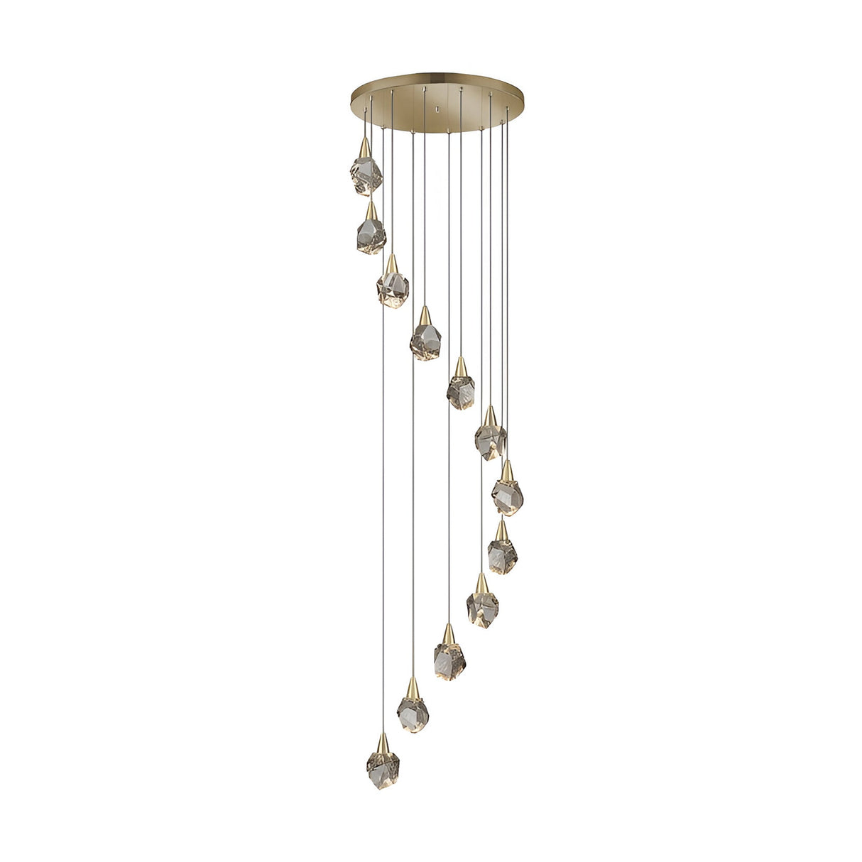 Aquaria 12 Light LED Glass Custer Pendant 80W 3000K - Matte Gold/Transparent