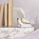 Mother & Baby Seal Metal Trinket Box with Hinged Lid - White