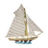 Sailing Boat Glazed Metal Trinket Box with Gold Trim - White