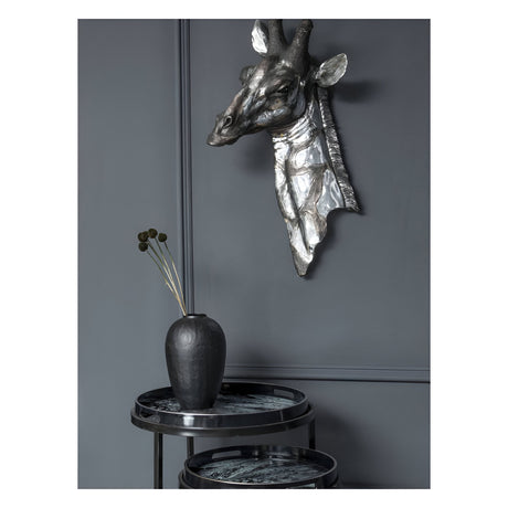 Dappled Silver Giraffe Head Wall Plaque - 76x23cm