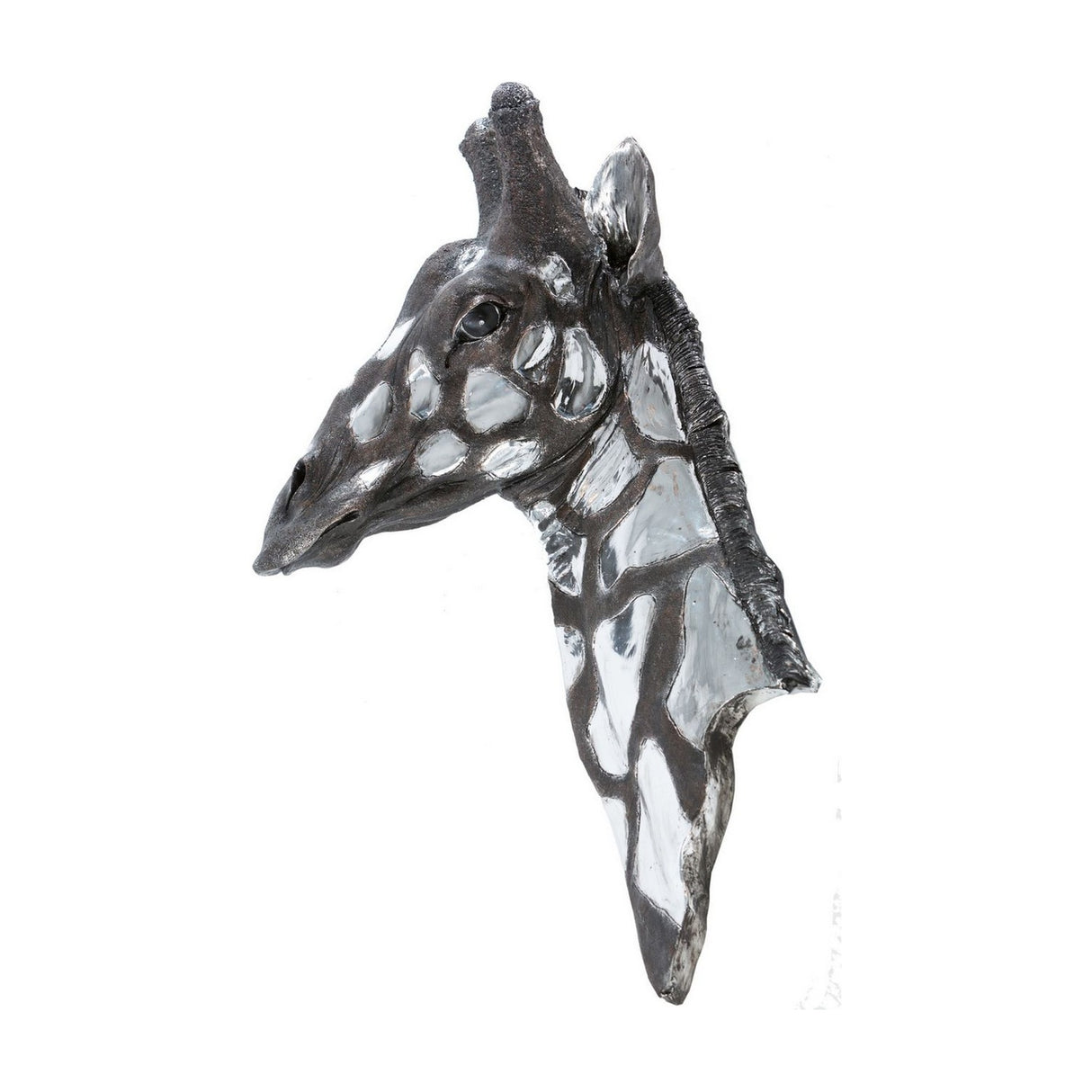 Textured Resin Giraffe Head Wall Art – Silver