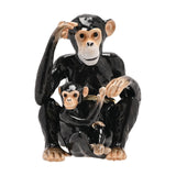 Chimpanzee & Baby Metal Trinket Box with Hinged Lid - Black