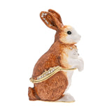 Standing Rabbit Metal Trinket Box with Hinged Lid - Brown