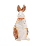 Standing Rabbit Metal Trinket Box with Hinged Lid - Brown